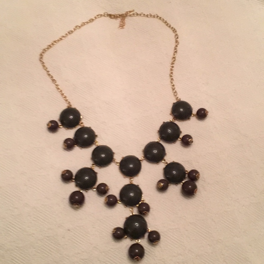 Charcoal grey stone and resin “Bubble” necklace.